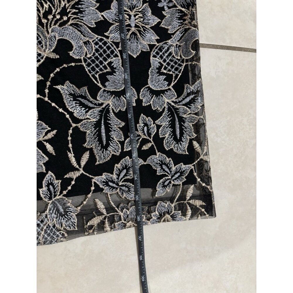 Donna Ricco Sheath Dress Women's Sz 4 Metallic Floral Embroidered Black Cocktail - Picture 11 of 11